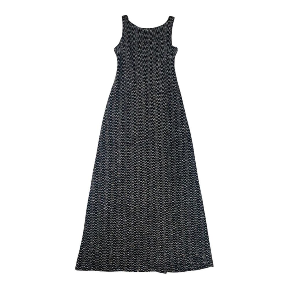 Dressbarn size 4 small y2k Black Silver Wavy Patterned Fabric lbd metallic 90s
